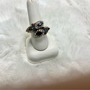 Antique Gold Plated Fashion Ring Crystal Detail